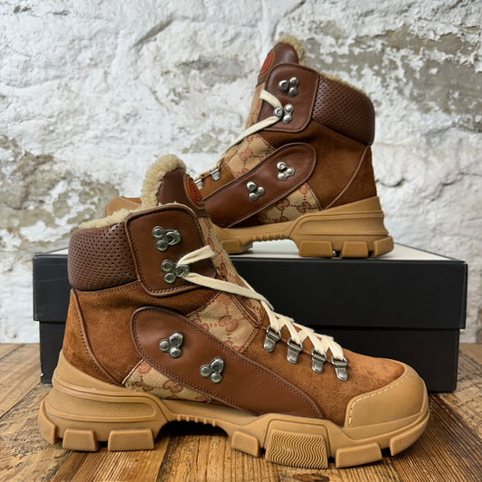 Gucci Flashtrek Brown Monogram Boot Sz 9