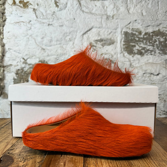 Marni Fussbett Sabot Orange Fur Mule Sz 5.5 (37.5)
