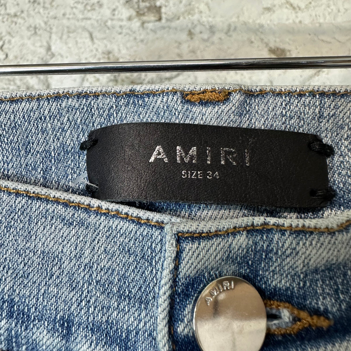 Amiri MX1 Crystal Patch Blue Denim Jeans Sz 34