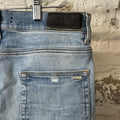 Amiri MX1 Black Suede Blue Denim Jeans Sz 33