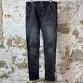 Amiri MX1 Grey Suede Faded Black Denim Jeans Sz 33