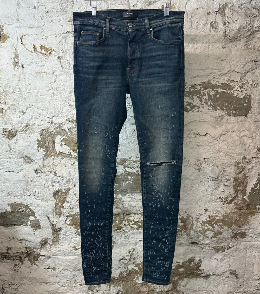 Amiri Plain Dark Blue Shotgun Denim Jeans Sz 32