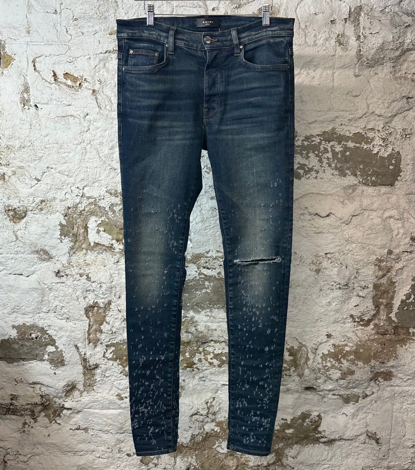 Amiri Plain Dark Blue Shotgun Denim Jeans Sz 32