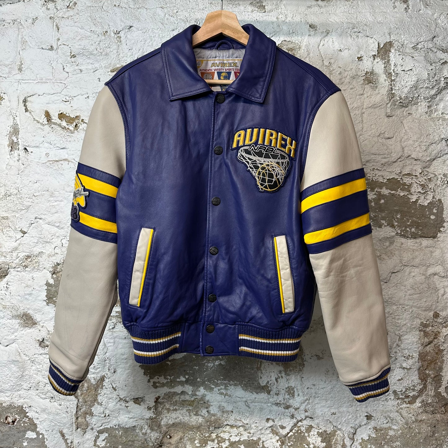 Avirex Flyers Purple Beige Leather Jacket Sz XS