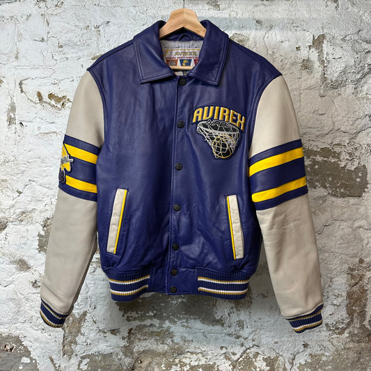 Avirex Flyers Purple Beige Leather Jacket Sz XS