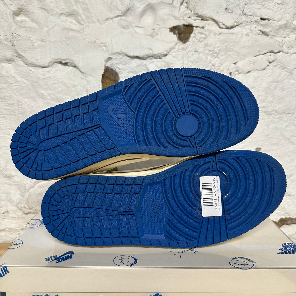 Air Jordan 1 Low Travis Scott Fragment Sail Military Blue Sz 13