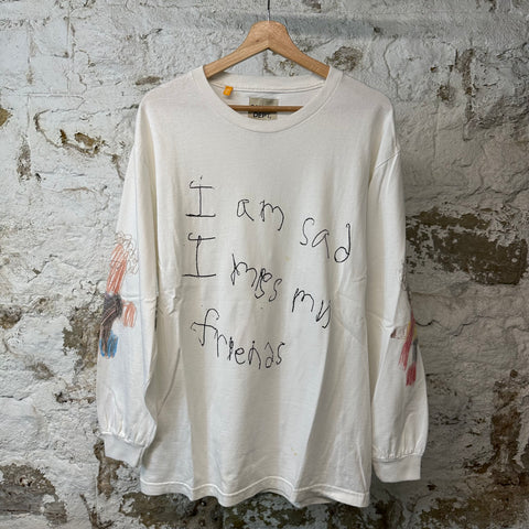 Gallery Dept I am Sad White L/S Sz M (Stained)