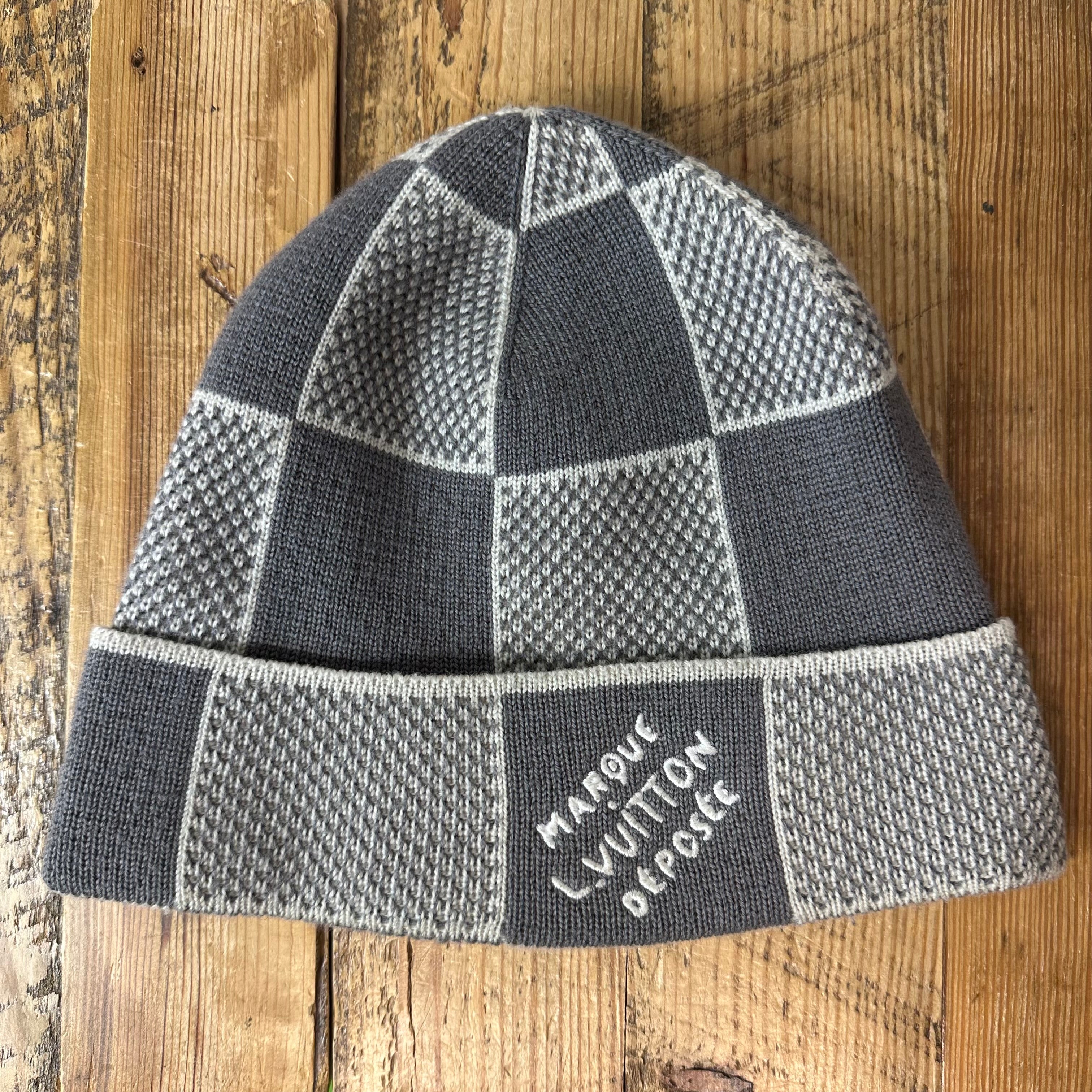 Louis Vuitton Grey Damier Heritage Beanie W/ Box