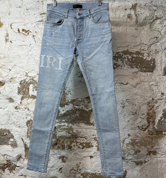 Amiri Blue Core Logo Blue Denim Jeans Sz 30