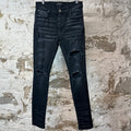 Amiri Distressed Side Spell Black Denim Jeans Sz 32