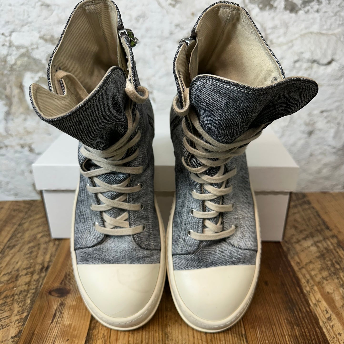 Rick Owens DRKSHDW Denim Cream High Sneaker Sz 9 (42) No Box