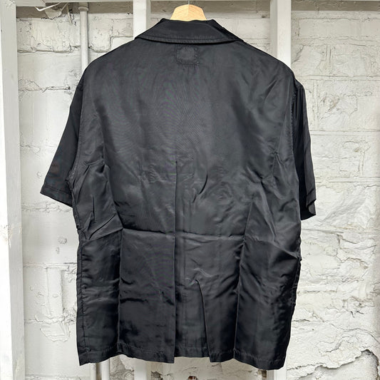 Saint Vanity Black Nylon Button Up Shirt Sz M
