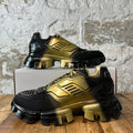 Prada Cloudbust Thunder Black Gold Patent Sneaker Sz 9