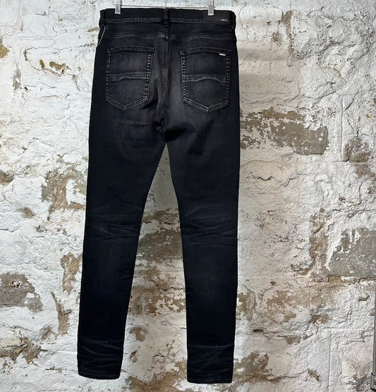 Amiri MX1 Camo Patch Black Denim Jeans Sz 34