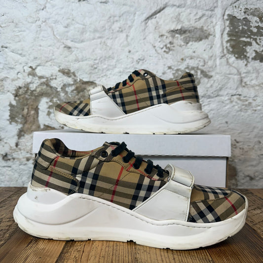 Burberry Ramsey Tan Plaid White Sneaker Sz 11 (44)