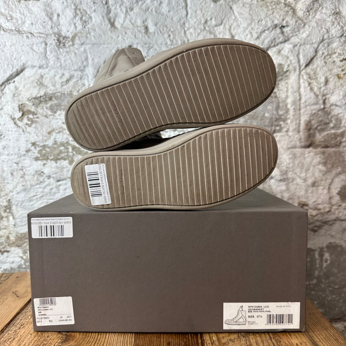 Rick Owens Geobasket Pearl Sneaker Sz 5.5 (37.5)