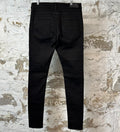 Amiri MX1 Black Leather Black Denim Jeans Sz 33