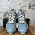 Prada Americas Cup Baby Blue Patent Grey White Sneaker Sz 14
