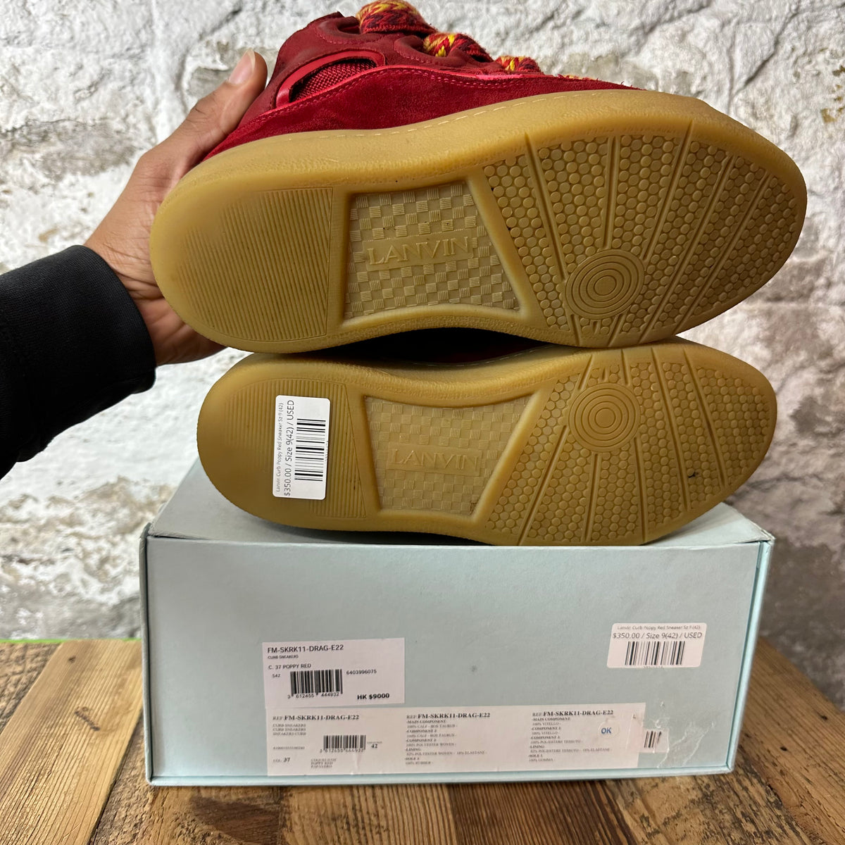 Lanvin Curb Poppy Red Sneaker Sz 9 (42)