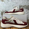 Prada Americas Cup Maroon Patent White Sneaker Sz 9.5