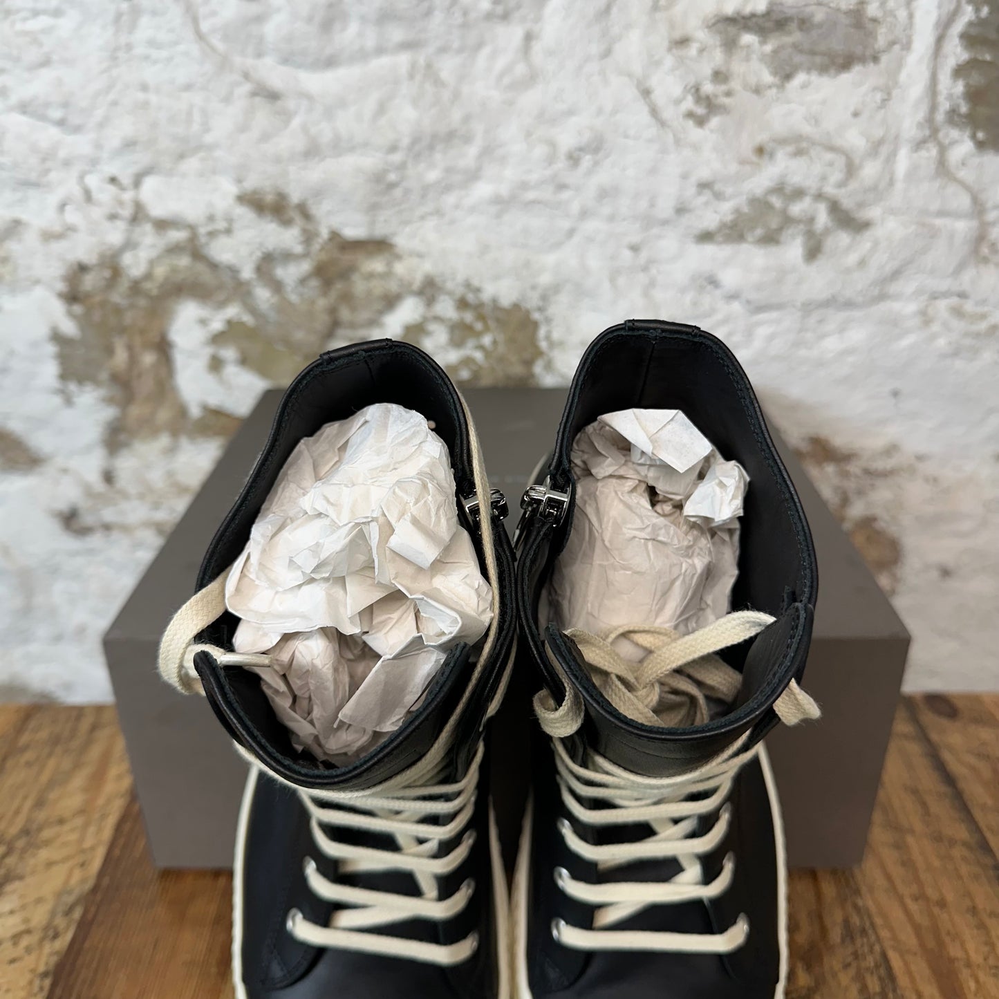 Rick Owens High Black Milk Porterville Sneaker Sz 12 (45) DS