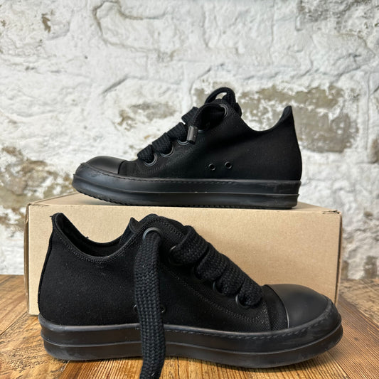 Rick Owens Jumbo Lace Black Canvas Sneaker Sz 8 (41)