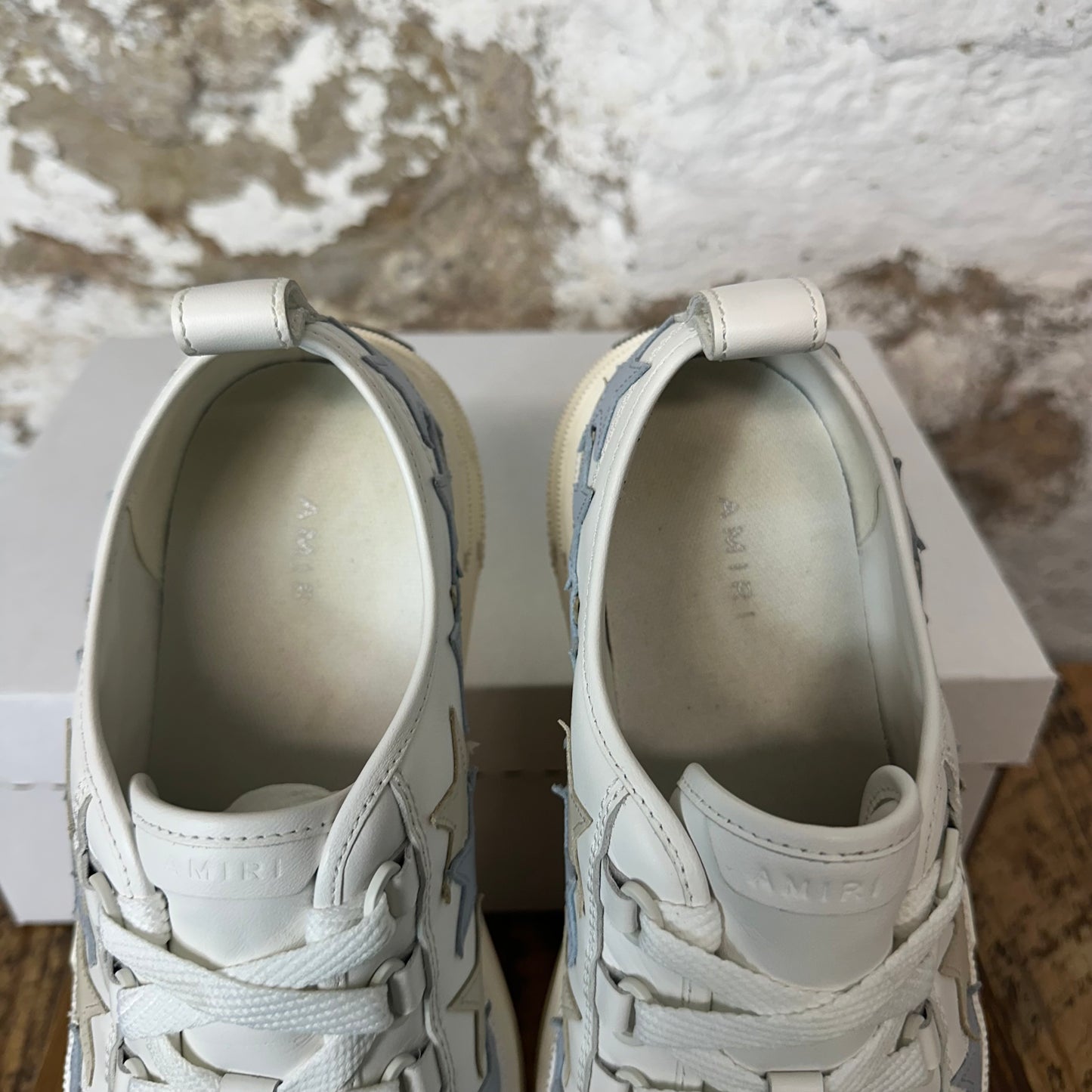 Amiri Beige Blue Star Cream White Sneaker Sz 8 (41)
