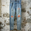 Amiri MX1 Cracked Orange Blue Denim Jeans Sz 34