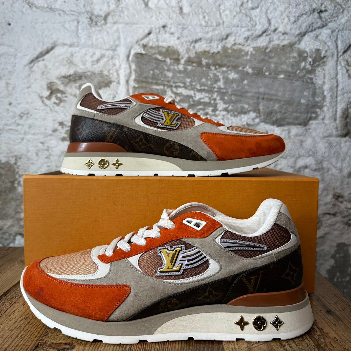 Louis Vuitton Brown Orange Runaway Sneaker Sz 10.5 (9LV)