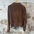 Amiri Vertical Spellout Brown Velour Track Jacket Sz S