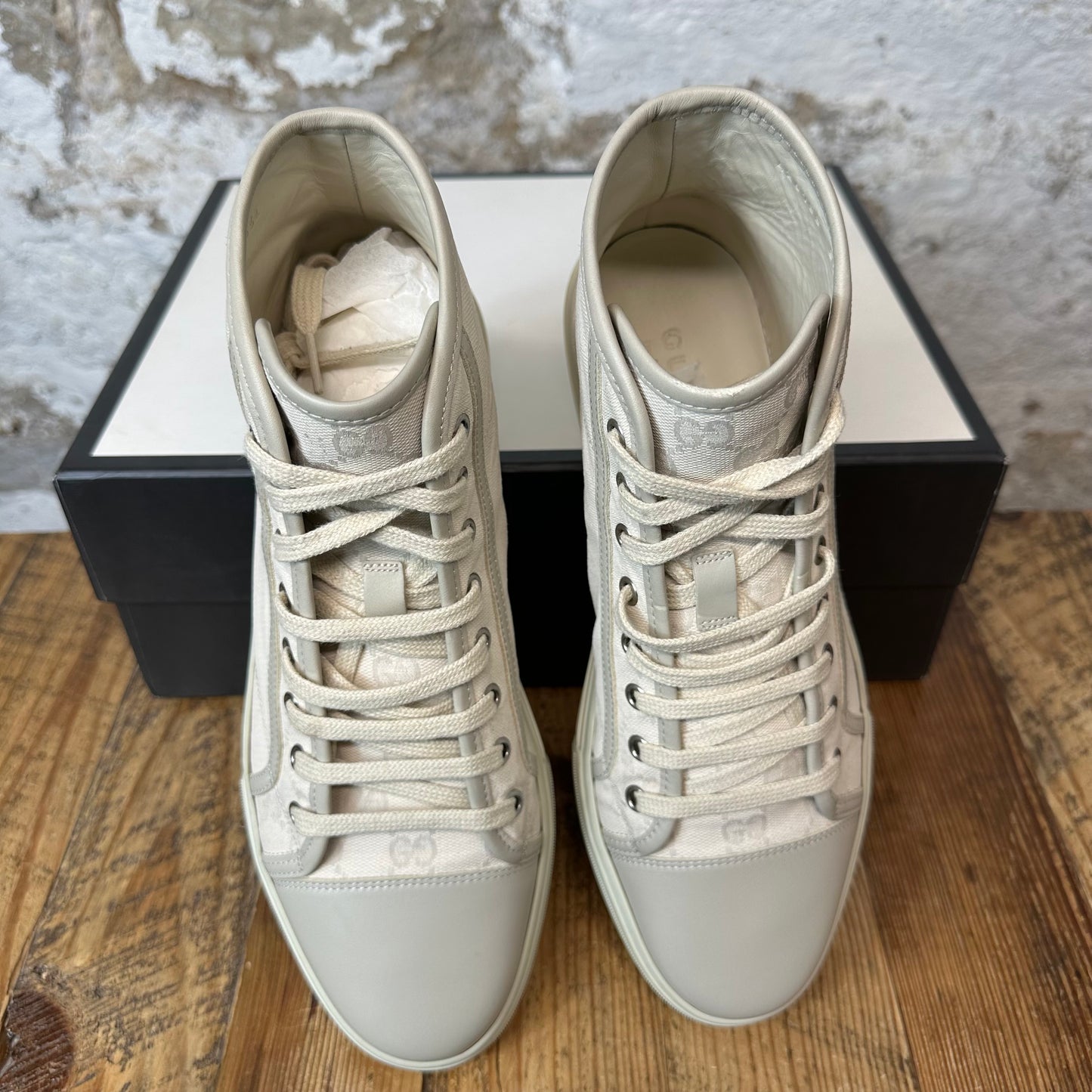 Gucci High Beige GG Monogram Sneaker Sz 8.5