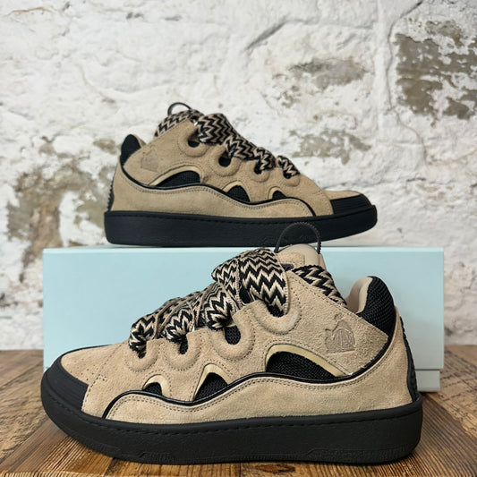 Lanvin Curb Tan Suede Black Sneaker