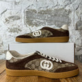 Gucci G75 Brown Suede GG Monogram Sneaker Sz 12 DS