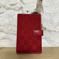 Gucci Red Monogram Button Wallet