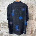 Saint Laurent Confetti Hibiscus Black Button Up Shirt Sz XL