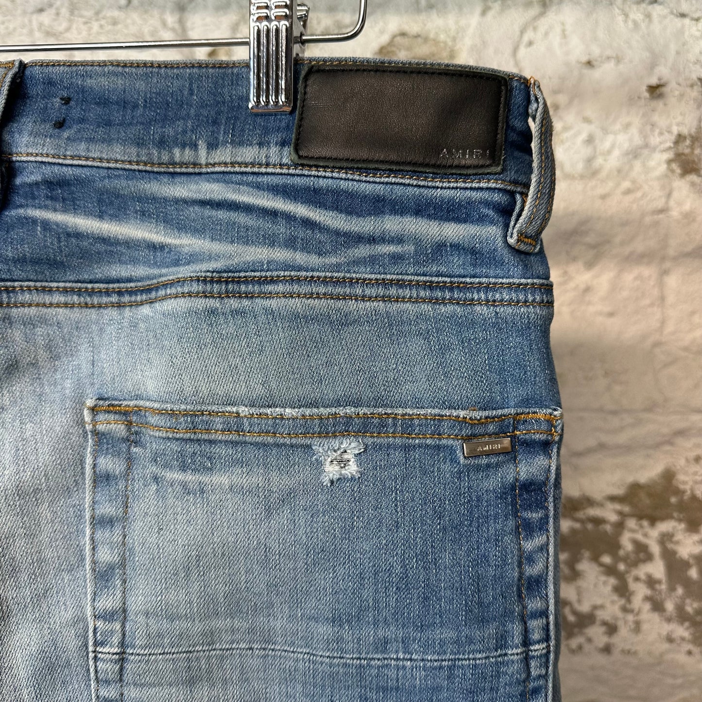 Amiri MX1 Sky Blue Cream Blue Denim Jeans Sz 33