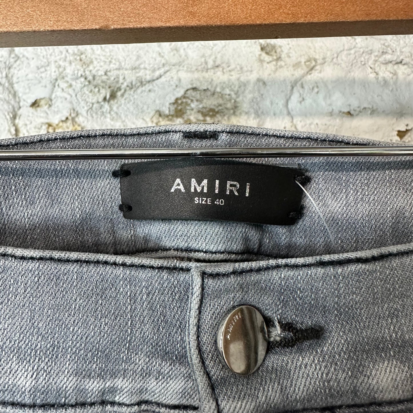 Amiri Knee Rip Grey Shotgun Denim Jeans Sz 40