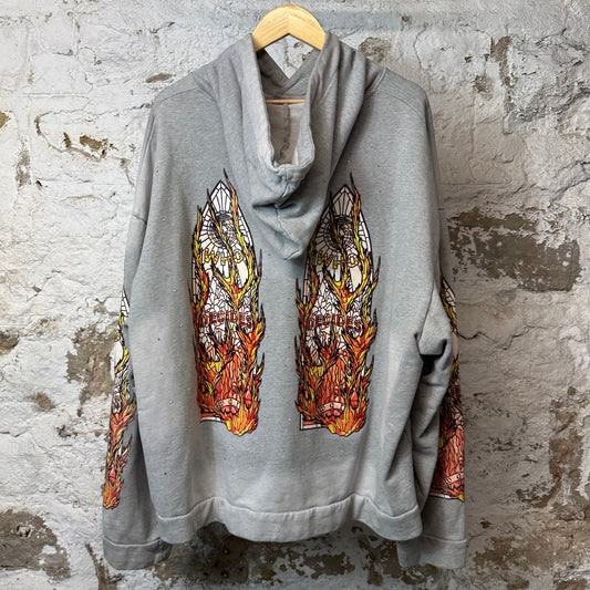 Who Decides War Stained Glass Flame Hoodie Gray Sz XL