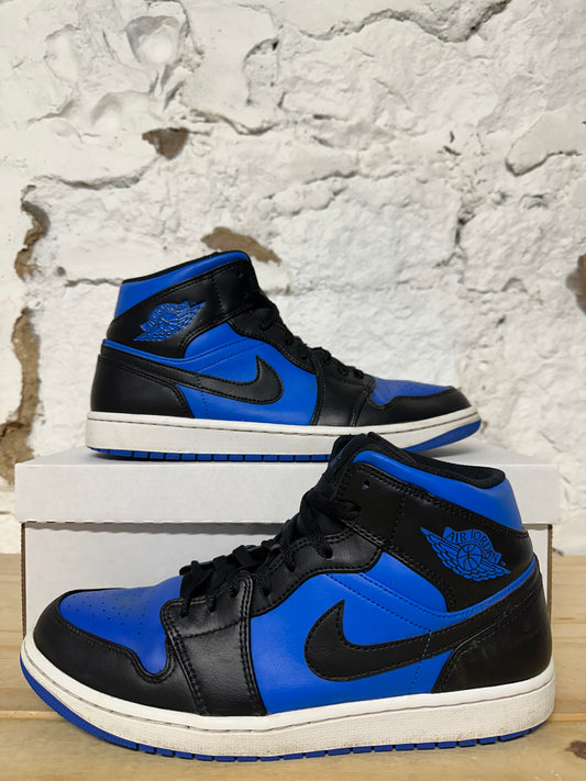 Air Jordan 1 Mid Black Royal Blue Sz 10