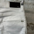 Amiri MX1 White Leather White Denim Jeans Sz 31