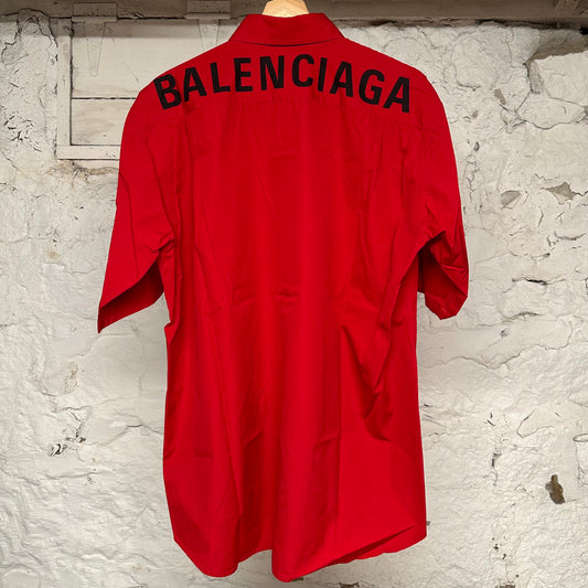Balenciaga Red Button Up Shirt Sz XL