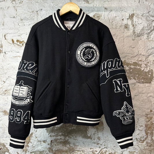 Supreme Veritas Black White Varsity Jacket Sz M
