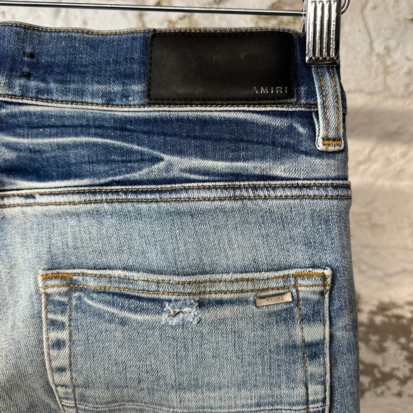 Amiri Paisley Core Logo Blue Denim Jeans Sz 30