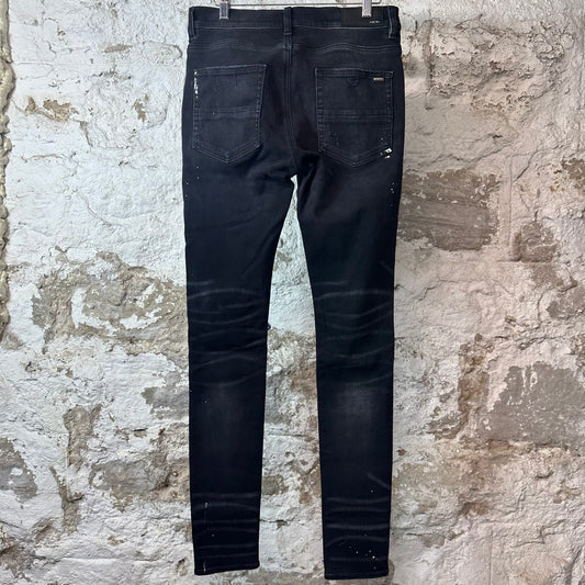 Amiri MX1 Brown Plaid Flannel Black Denim Jeans Sz 30