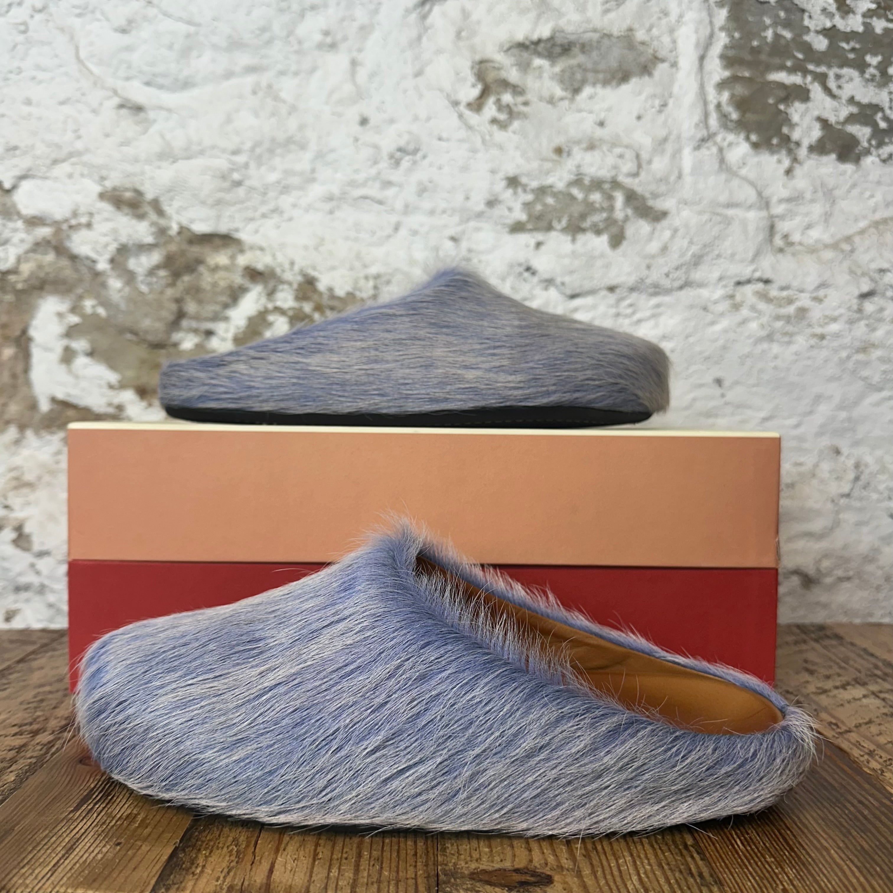 Marni Fussbett Sabot Purple Fur Slide Sz 8 (41)