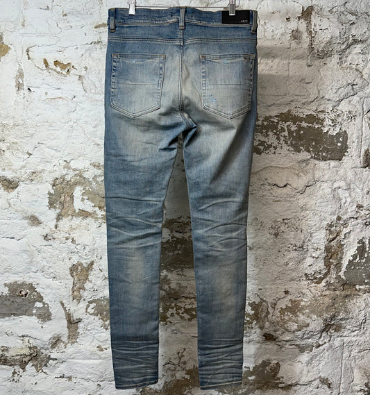 Amiri MX1 Black Multicolor Paisley Blue Denim Jeans Sz 32