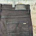 Amiri Black Suede Spell Black Denim Jeans Sz 33