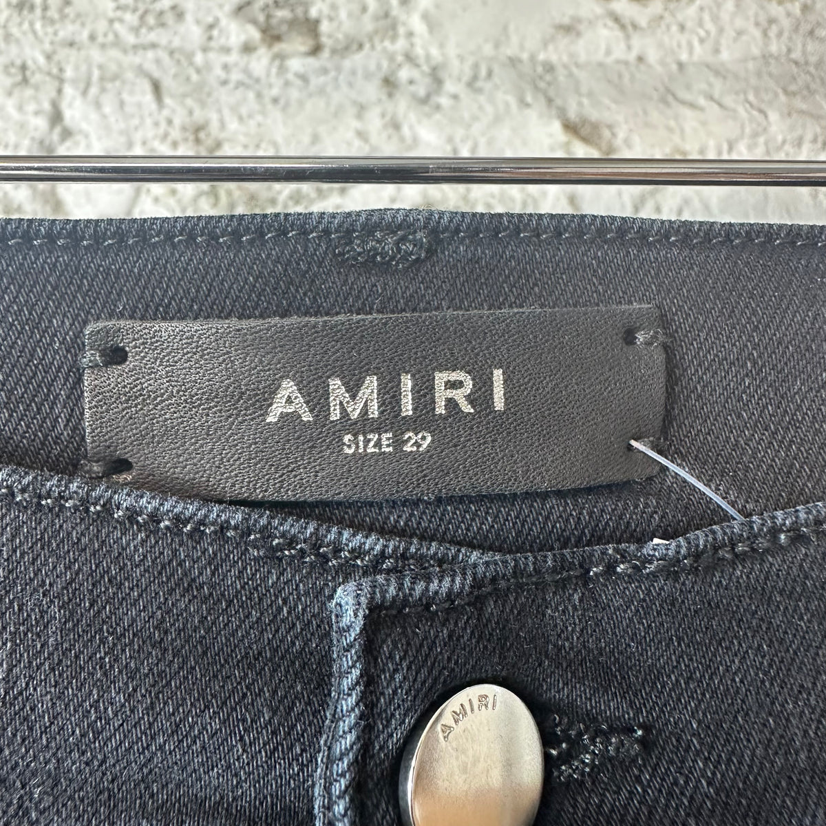 Amiri MX1 Grey Art Patch Black Denim Jeans Sz 29