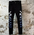 Amiri Blue Gradient Bones Black Denim Jeans Sz 30