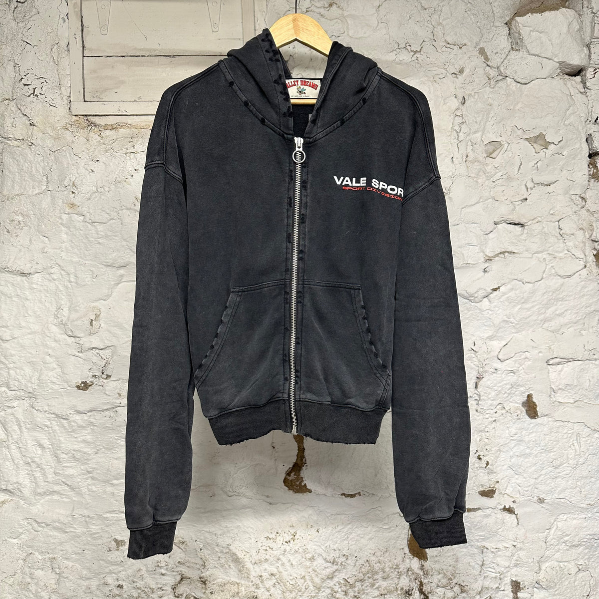 Vale Sport Division Black Zip Up Hoodie Sz S